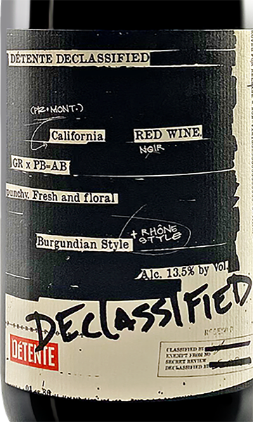 Détente 2019 Declassified Red Blend California