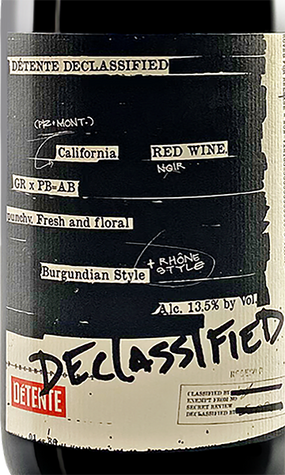 Détente 2019 Declassified Red Blend California