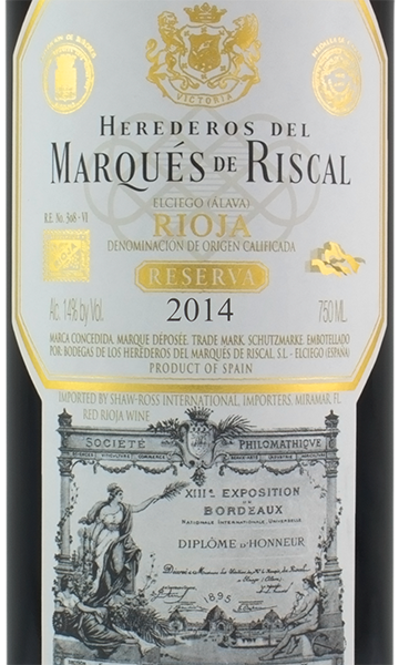 Marqués de Riscal 2014 Tempranillo Reserva Rioja, Spain