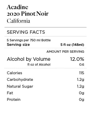 Acadine 2020 Pinot Noir, California