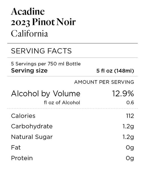 Acadine 2023 Pinot Noir, California