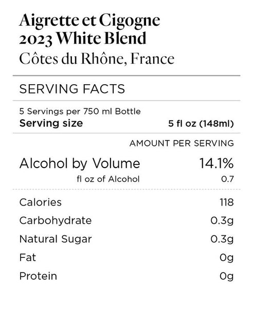 Aigrette et Cigogne 2023 White Blend Côtes du Rhône, France