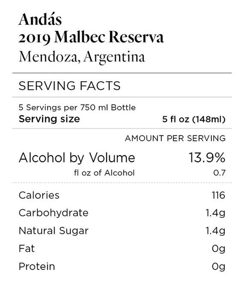 Andás 2019 Malbec Reserva Mendoza, Argentina