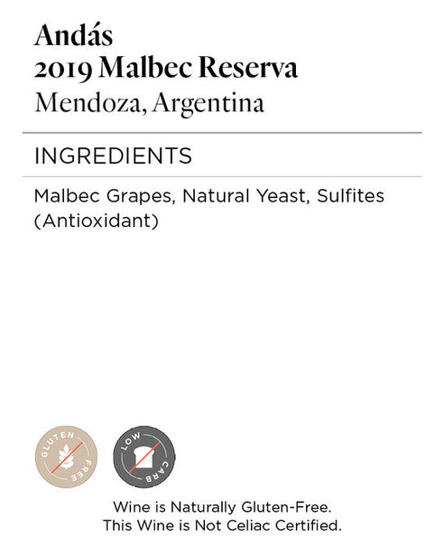 Andás 2019 Malbec Reserva Mendoza, Argentina
