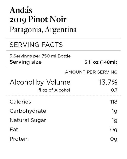 Andás 2019 Pinot Noir Patagonia, Argentina 