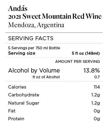 Andás 2021 Sweet Mountain Red Wine Mendoza, Argentina