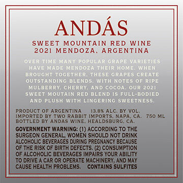 Andás 2021 Sweet Mountain Red Wine Mendoza, Argentina