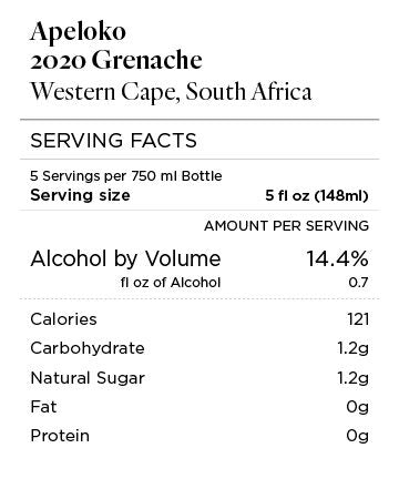 Apeloko 2020 Grenache Western Cape, South Africa