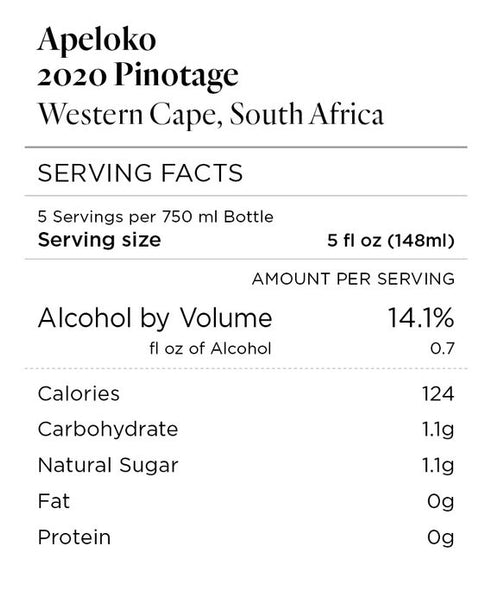 Apeloko 2020 Pinotage Western Cape, South Africa