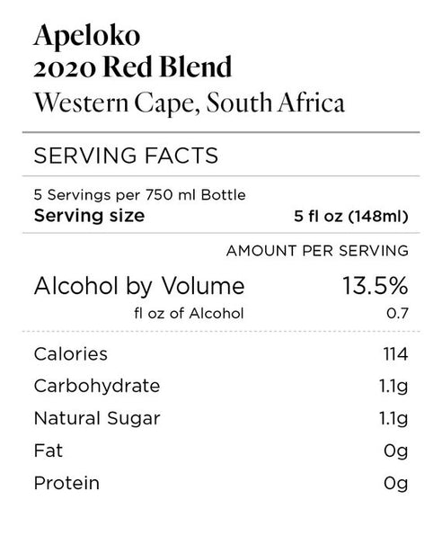 Apeloko 2020 Red Blend Western Cape, South Africa