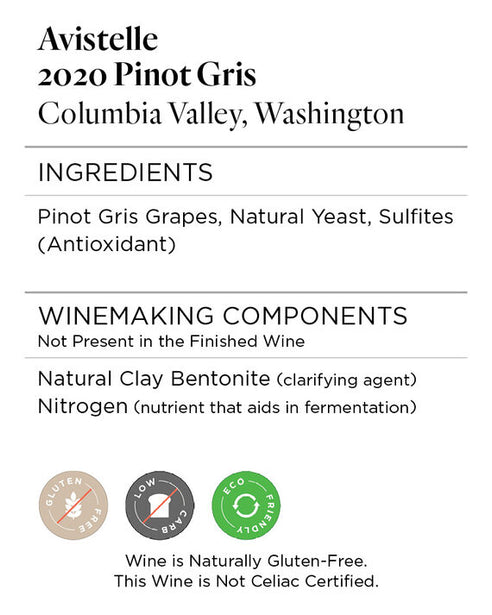 Avistelle 2020 Pinot Gris Columbia Valley, Washington