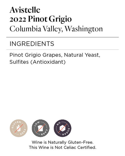 Avistelle 2022 Pinot Grigio Columbia Valley, Washington