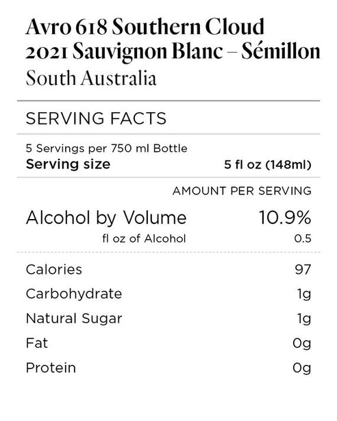 Avro 618 2021 Southern Cloud Sauvignon Blanc – Sémillon South Australia