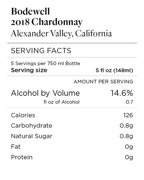 Bodewell 2018 Chardonnay Alexander Valley, California