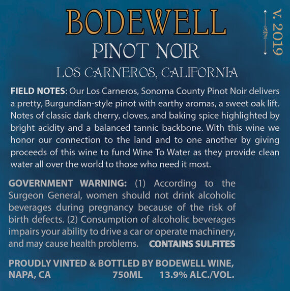Bodewell 2019 Pinot Noir Los Carneros, California