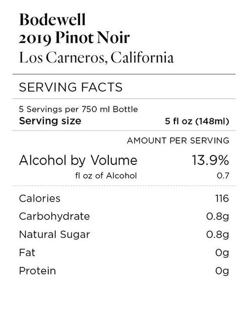 Bodewell 2019 Pinot Noir Los Carneros, California