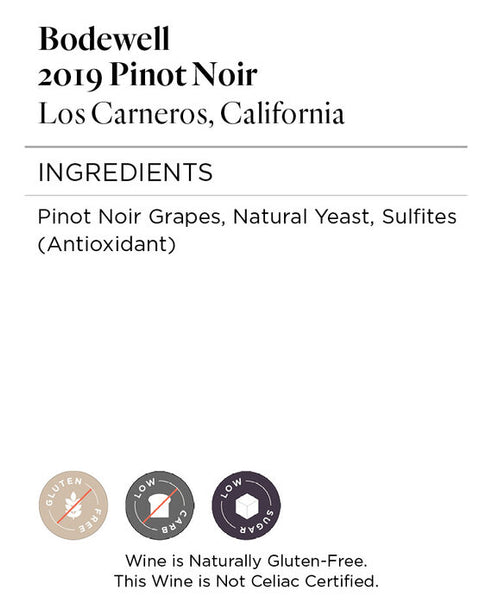 Bodewell 2019 Pinot Noir Los Carneros, California