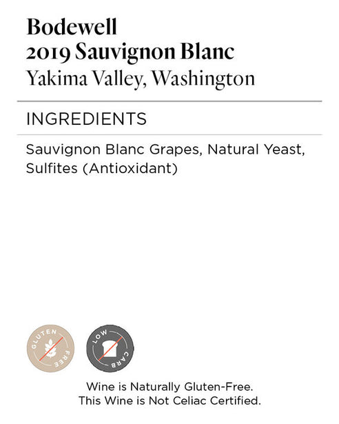Bodewell 2019 Sauvignon Blanc Yakima Valley, Washington