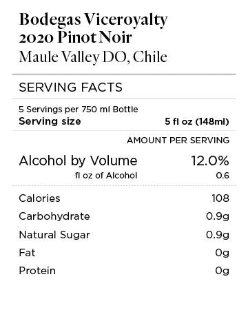 Bodegas Viceroyalty 2020 Pinot Noir Maule Valley DO, Chile