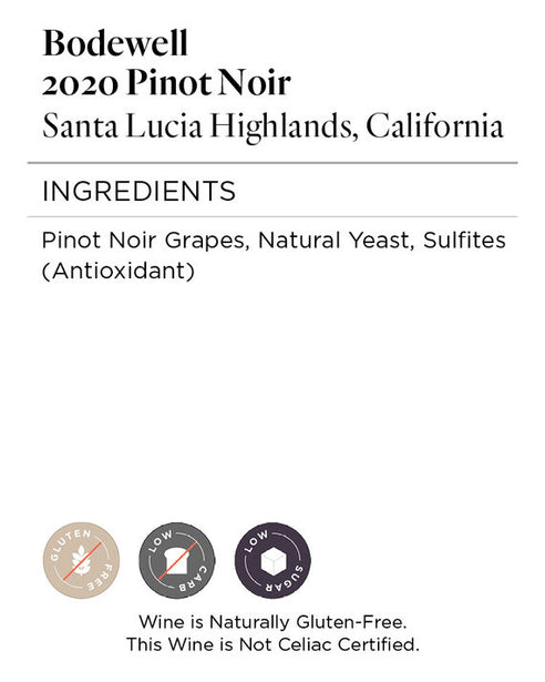 Bodewell 2020 Pinot Noir Santa Lucia Highlands, California