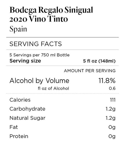 Bodega Regalo Sinigual 2020 Vino Tinto, Spain
