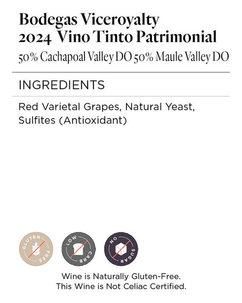 Bodegas Viceroyalty 2024 Vino Tinto Patrimonial, Chile