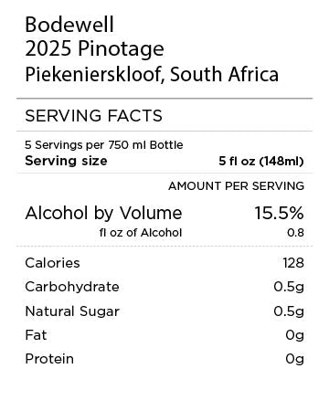 Bodewell Pinotage Serving Facts