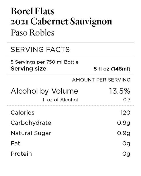 Borel Flats 2021 Cabernet Sauvignon Paso Robles, California