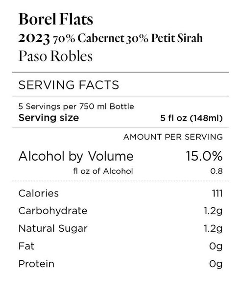 Borel Flats 2023 Cabernet Sauvignon – Petite Sirah Paso Robles, California