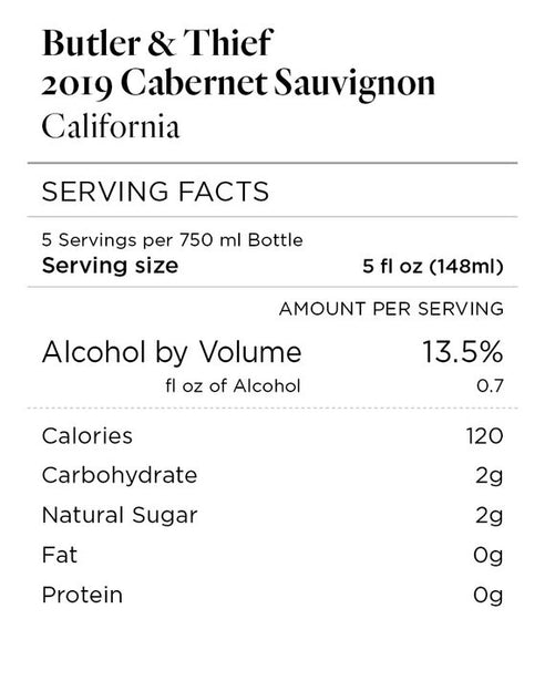 Butler & Thief 2019 Cabernet Sauvignon California