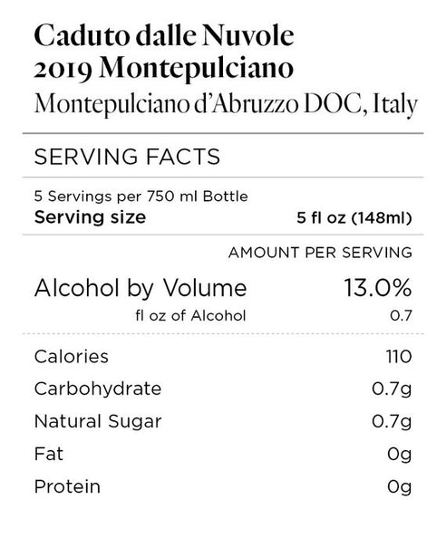 Caduto dalle Nuvole 2019 Montepulciano d'Abruzzo DOC, Italy