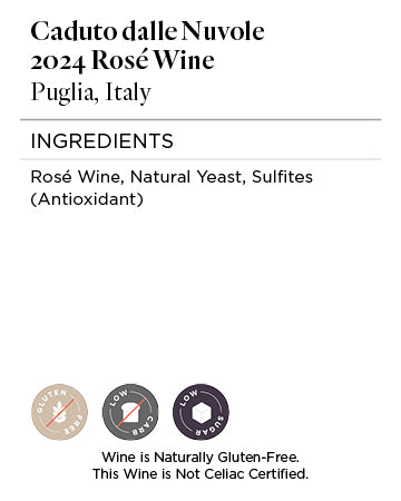 Caduto dalle Nuvole 2024 Rosé Wine Nutrition