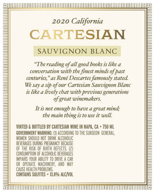 Cartesian 2020 Sauvignon Blanc California