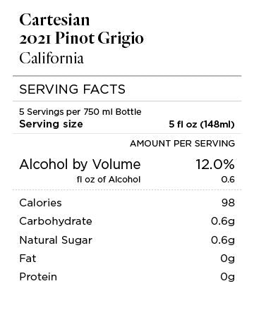 Cartesian 2021 Pinot Grigio, California