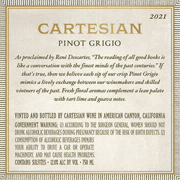 Cartesian 2021 Pinot Grigio, California