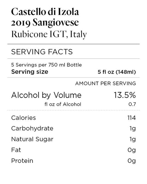 Castello di Izola 2019 Sangiovese Rubicone IGT, Italy