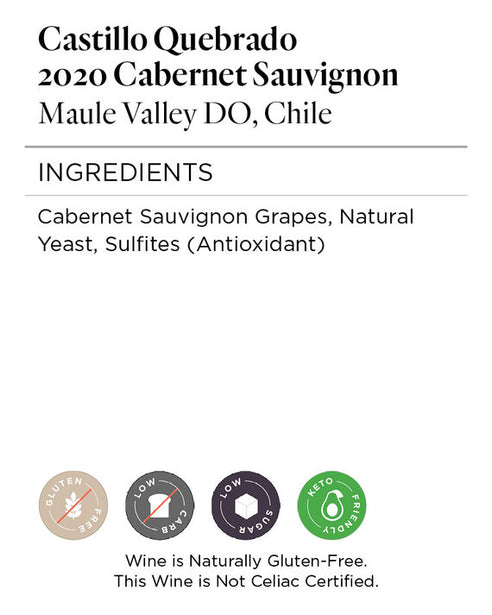 Castillo Quebrado 2020 Cabernet Sauvignon Maule Valley DO, Chile