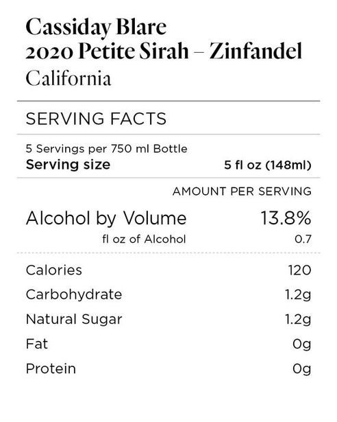 Cassiday Blare 2020 Petite Sirah – Zinfandel California