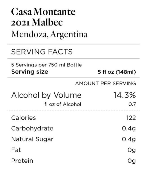 Casa Montante 2021 Malbec Mendoza, Argentina