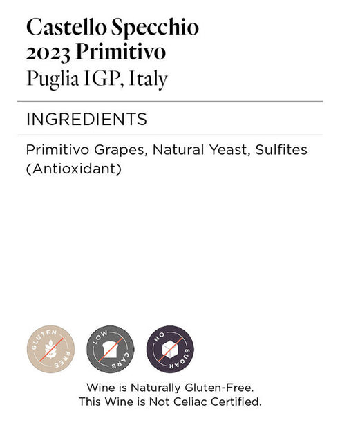 Castello Specchio 2023 Primitivo Puglia IGP, Italy