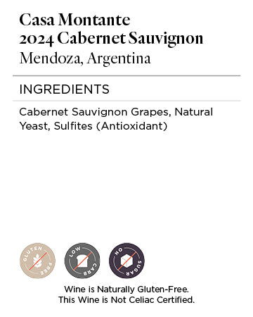 Casa Montante 2024 Cabernet Sauvignon Ingredients
