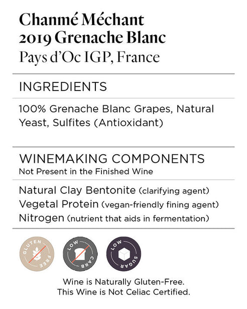 Chanmé Méchant 2019 Grenache Blanc Pays d'Oc IGP, France