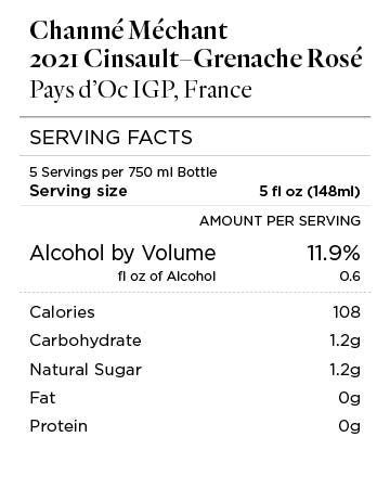 Chanmé Méchant 2021 Cinsault – Grenache Rosé Pays d'Oc IGP, France