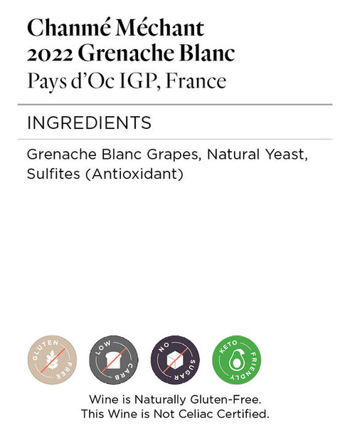 Chanmé Méchant 2022 Grenache Blanc Pays d'Oc IGP, France