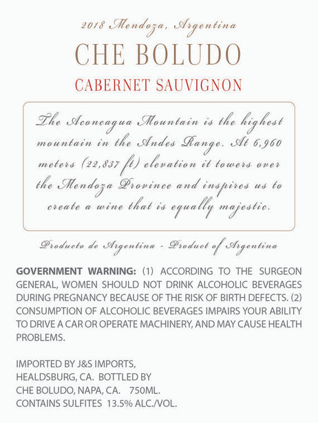 Che Boludo 2018 Cabernet Sauvignon Mendoza, Argentina