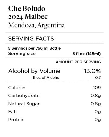 Che Boludo Malbec Serving Facts
