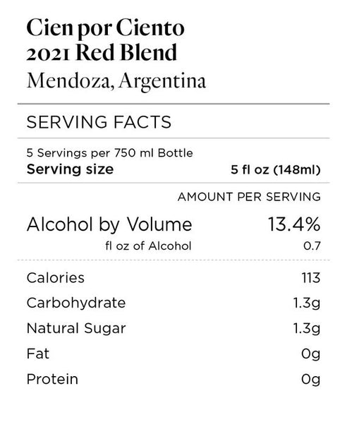 Cien por Ciento 2021 Red Blend Mendoza, Argentina