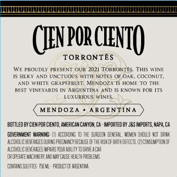 Cien por Ciento 2021 Torrontés Mendoza, Argentina