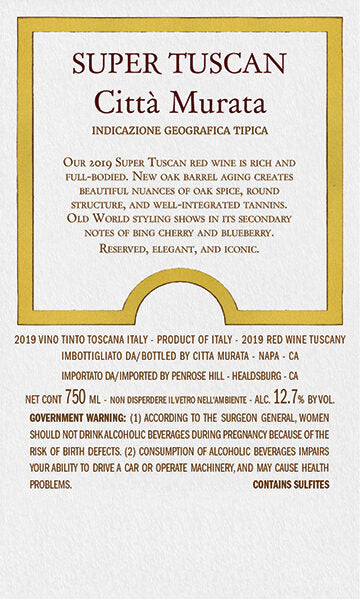 Città Murata 2019 Super Tuscan Red Blend Toscana IGT, Italy