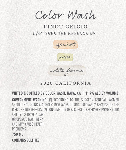 Color Wash 2020 Pinot Grigio California